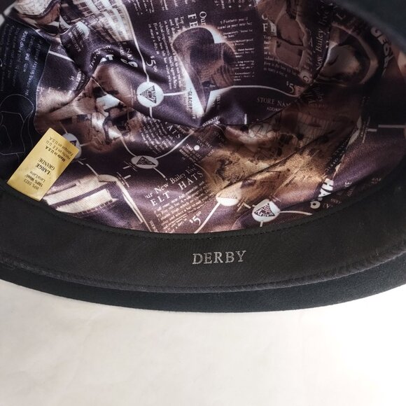 Bailey of Hollywood Derby Hat Sz Large 100% Wool Black Made in USA Vintage Lined - Picture 11 of 16